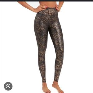 Spanx Leopard Faux Leather Leggings XS NWT
